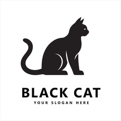 Black and white logo of a cat in two poses