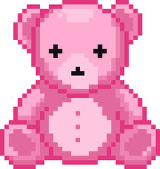 pixel illustration of pink teddy bear