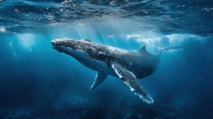 Obraz premium Majestic Humpback Whale Underwater