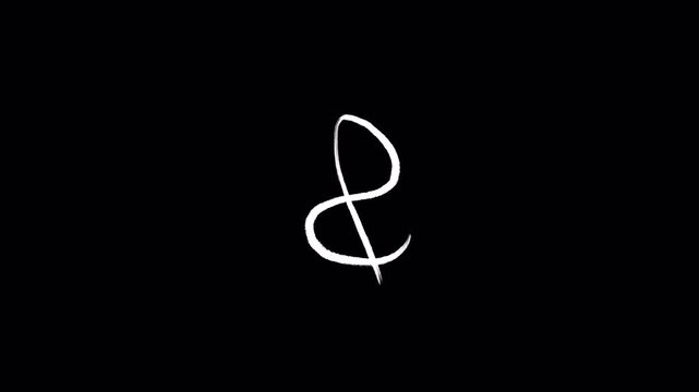 Ampersand Typography Animation with Hand Drawn Brush Stroke on Black Background
