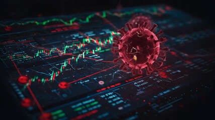 Stock market charts coronavirus graphic - Powered by Adobe