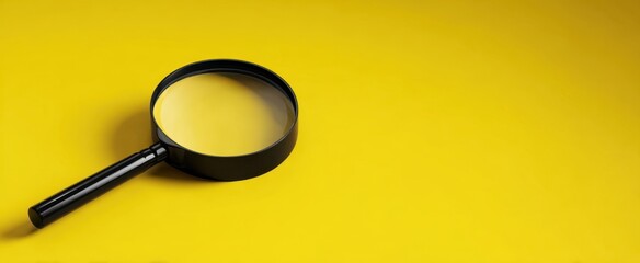 The magnifying glass resting on a vibrant yellow background for effective analysis.