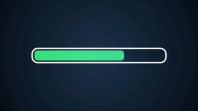 Simple, illuminated loading bar with green progress on a dark, shadowed background