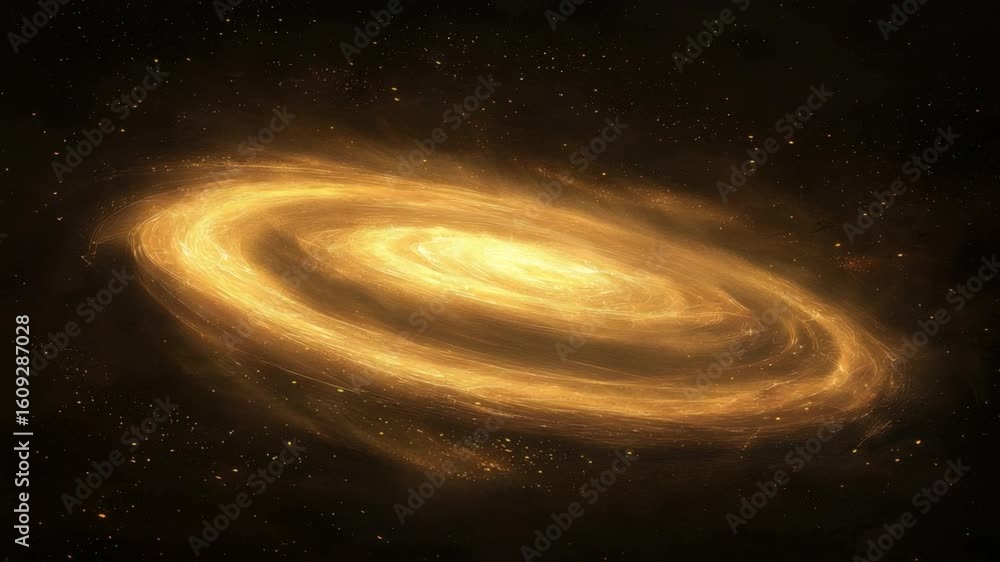 Poster glowing spiral galaxy in outer space with bright center and starry background in mystical cosmic dis