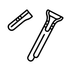 Disposable Razors Icon Set: Two Simple Line Art Illustrations
