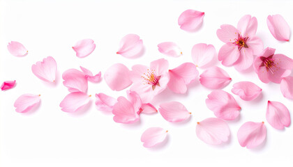 Pink Sakura Petals Isolated on White Background &ndash; Soft Floral Decorative Element