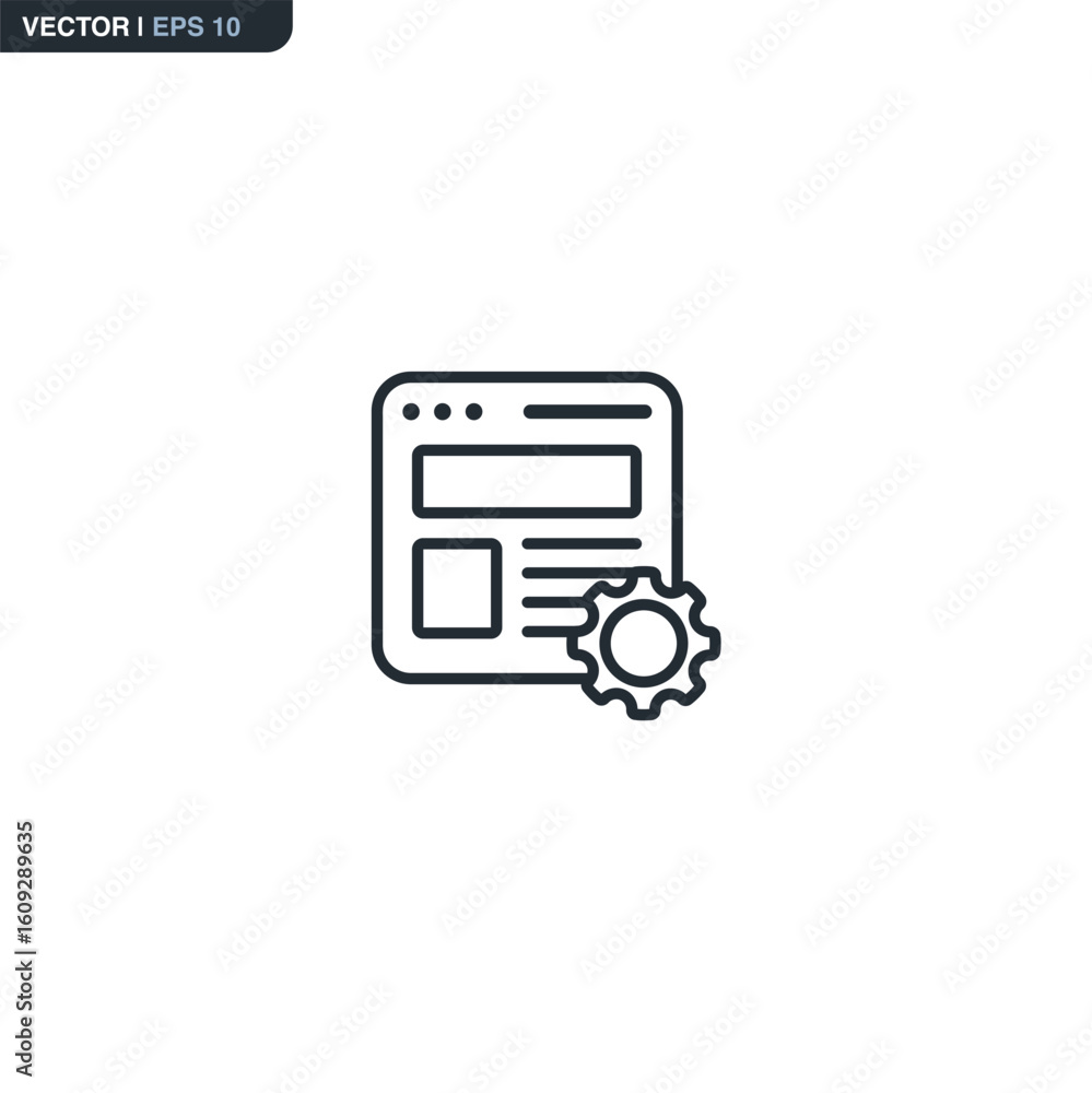 Poster web setting, linear style sign for mobile concept and web design