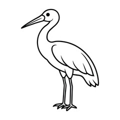 Simple line drawing of a stork standing