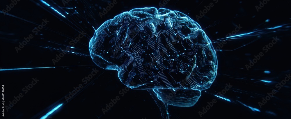 Poster the digital brain representing artificial intelligence in a futuristic design