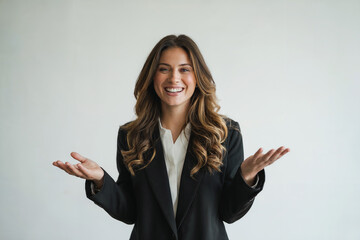 Woman Black Blazer White Shirt Headshot