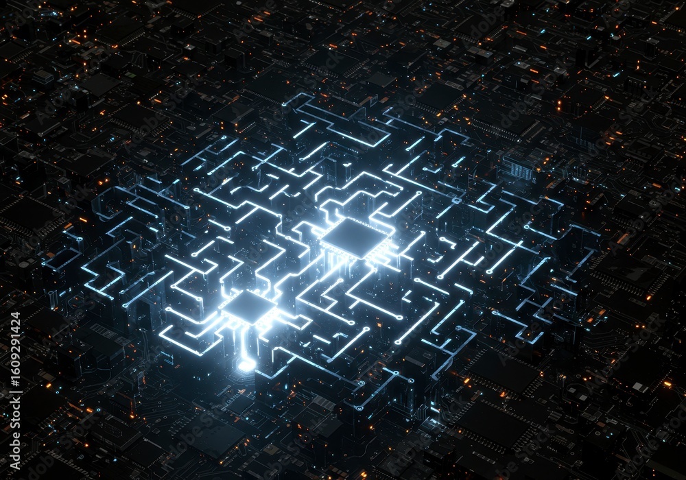 Poster x-default abstract circuit board