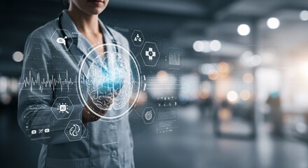 Ai brain scan shows neural activity for advanced diagnosis technology.