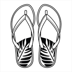 Flip flops vector illustration with floral design summer casual footwear pair