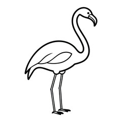 Obraz premium Simple black and white flamingo outline illustration