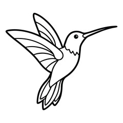 Simple black and white hummingbird line art illustration