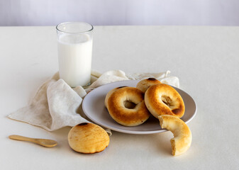 Colombian pandebono freshly baked on rustic background