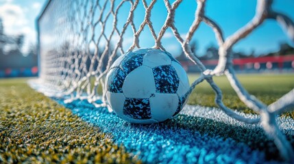 Close-up textured soccer net on soccer playground