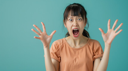 一人で驚きと衝撃を表現する美しい女性十二Generative AI