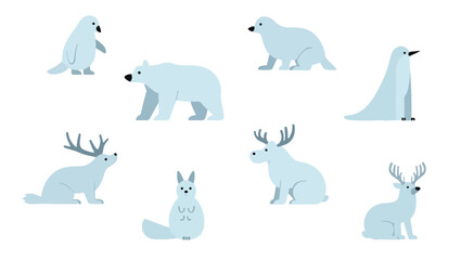Colorful flat vector cartoon animal silhouettes collection – cute wild, domestic, aquatic, jungle, fantasy, and forest animals in minimalist kid-friendly style on white background