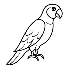 Simple line drawing of a parrot standing