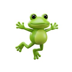 Obraz premium 3D cartoon green frog jumping icon