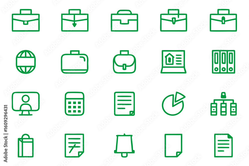 Poster modern business and computer technology line art icons for digital projects representing connectivit