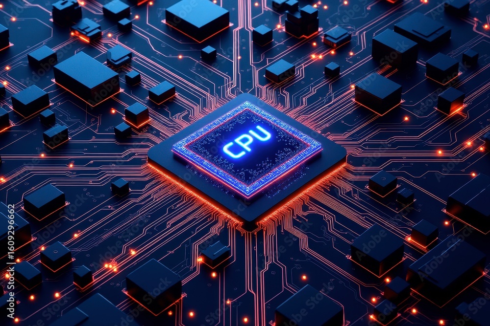Poster x-default close-up of a cpu on a motherboard