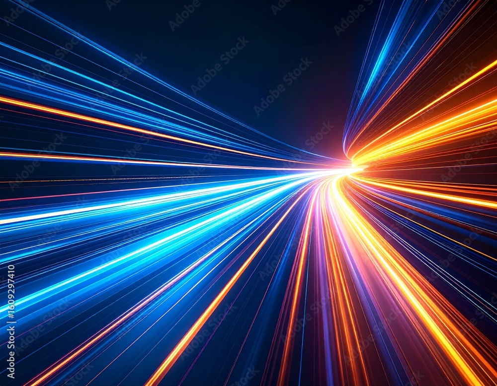 Poster abstract light trails: dynamic speed effect with neon glow. energy flow & futuristic motion backgrou