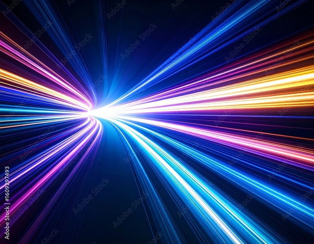 Poster abstract light trails: dynamic speed effect with neon glow. energy flow & futuristic motion backgrou