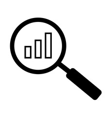 magnifying glass on business graph