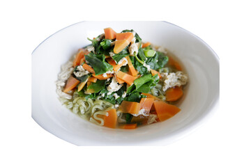 Healthy Bowl of Noodles with Fresh Vegetables on a Transparent Background