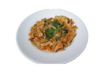 Omelet with vegetables Thai healthy food with carrots and basil leaves delicious