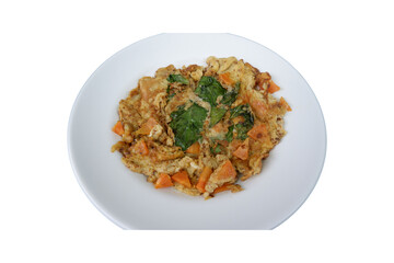 Omelet with vegetables Thai healthy food with carrots and basil leaves delicious