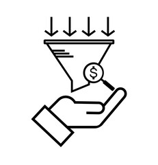 vector illustration of a man holding a sales funnel