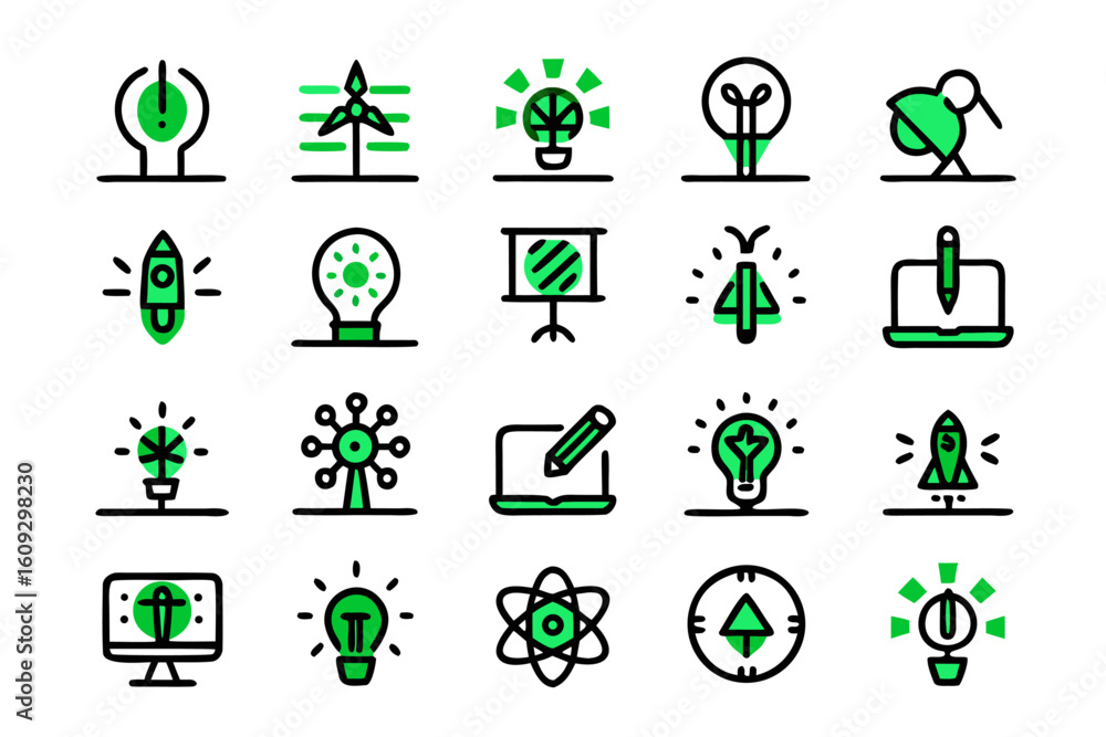 Poster abstract modern line art graphic elements representing forward thinking concepts and inventive solut