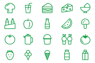 Comprehensive collection of stylized graphic representations for various dairy products and related items perfect for branding and marketing materials