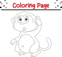 Cute Monkey Jungle Animal Coloring Page for kids