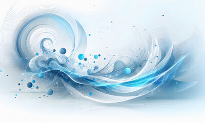 Heller Hintergrund, copy space, mit zarten, filigranen Wellen in blau und türkis