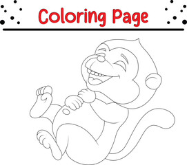 Cute Monkey Jungle Animal Coloring Page for kids