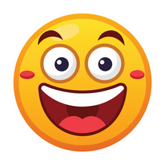 Fototapeta premium Cheerful and expressive smiling emoji illustration with bright yellow face vector design