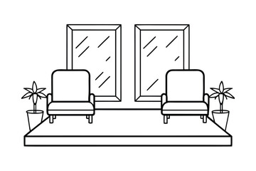 Living Room With Double Lounge Chairs And Coffee Table