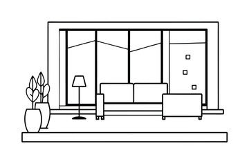 Living Room With Clean Lines Large Windows And Minimal Decor