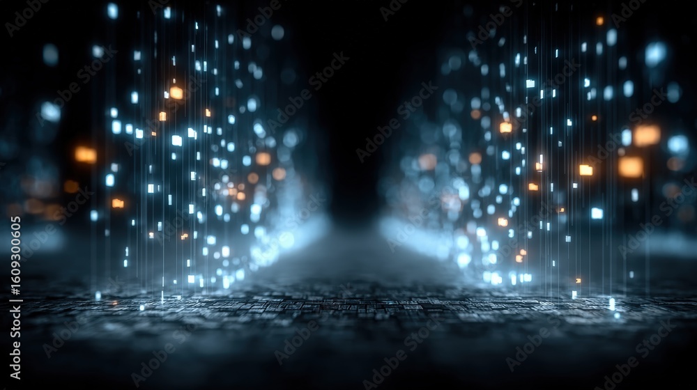 Poster abstract network grid with files and folders, futuristic software interface, digital document manage