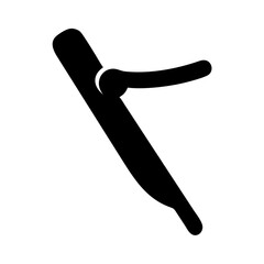 Straight razor black and white art, vintage shaving tool. Simple minimalist barber logo design element. Vector clipart illustration.

