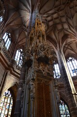 Nuremberg, Germany 10.17.2024: Gothic interior of the St. Lorenz church in old town of Nuremberg