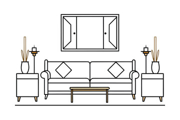 Elegant White Living Room With Gold Accents And Chandelier