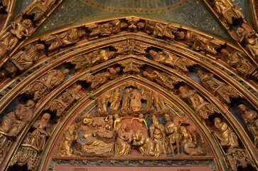 Nuremberg, Germany 10.16.2019: Entrance hall of Frauenkirche, Church of Our Lady
