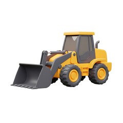 Fototapeta premium 3D yellow bulldozer construction toy
