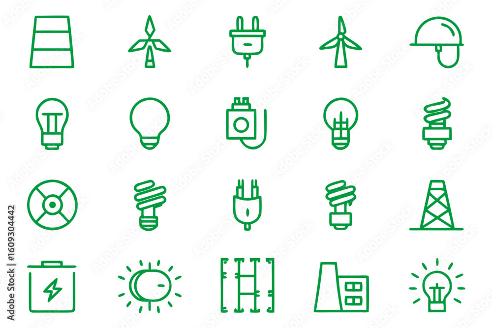 Aufkleber clean and modern line art collection representing electrical power energy concepts and related utili