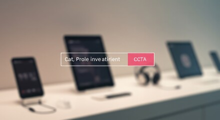 Display of electronic devices including phones and tablets on a shelf